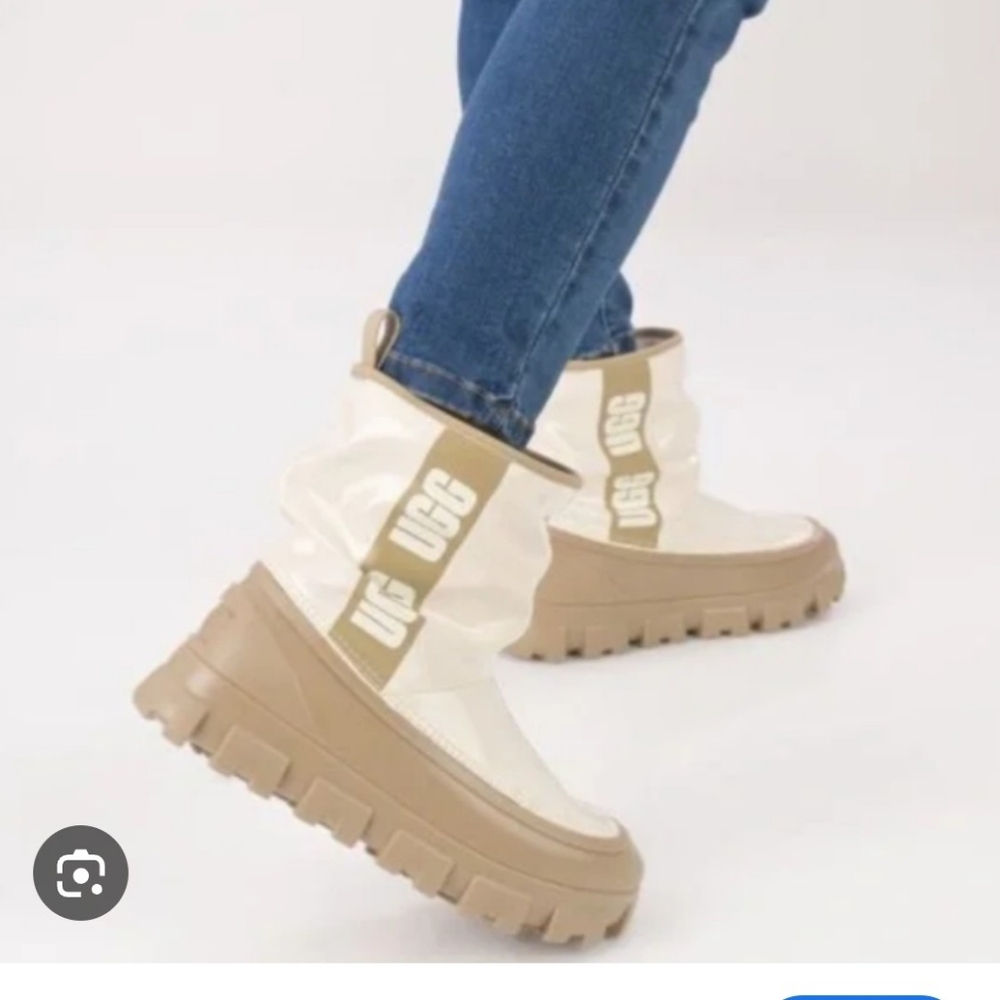 UGG Classic Brellah Cream and Tan Chunky Rain Boots